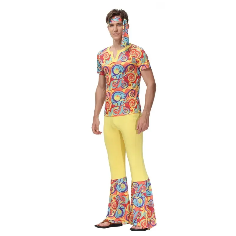 Sexy Paar Retro 60S 70S Hippie Cosplay Stagewear Halloween Prestaties Vrede Liefde Vintage Disco Kostuum