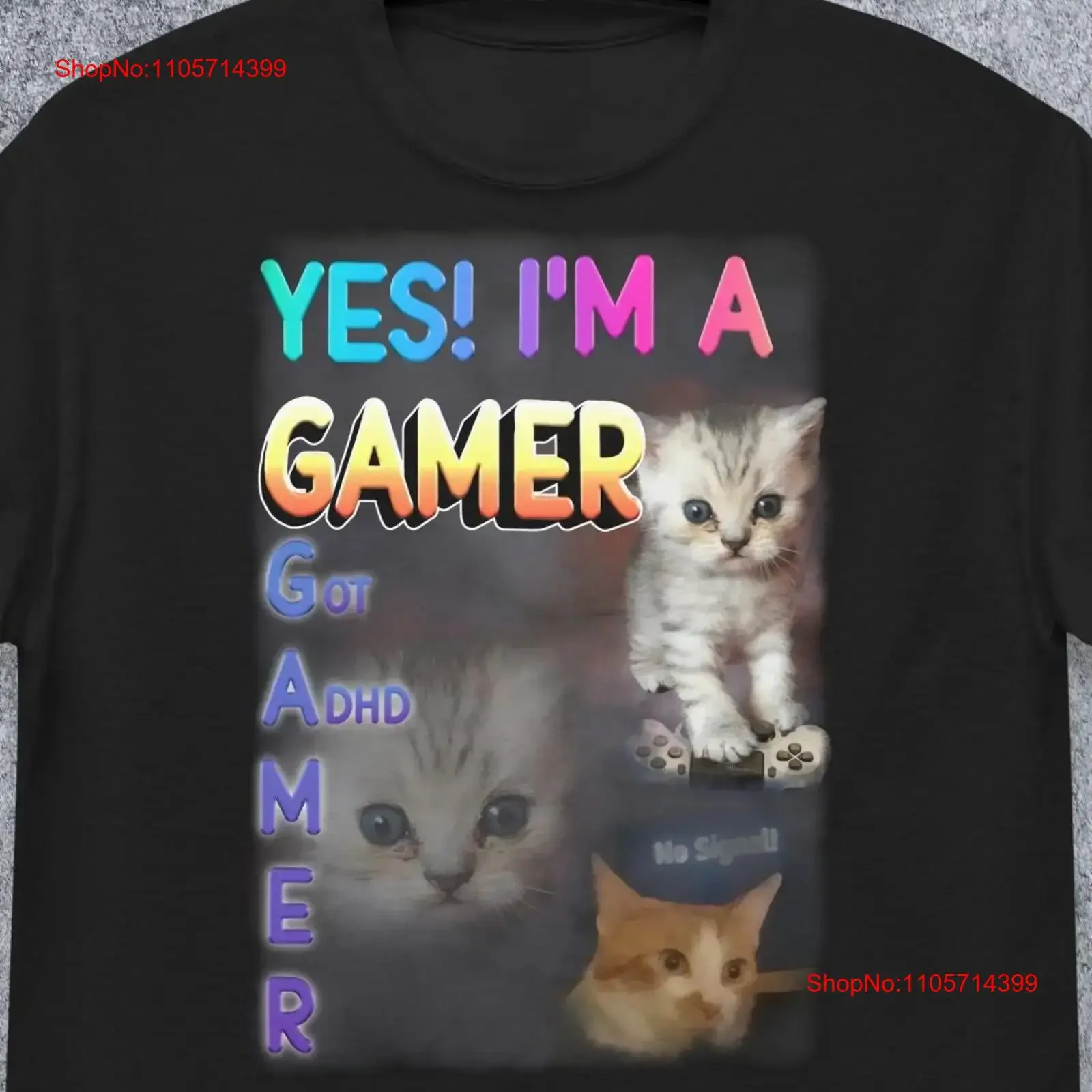 YES Im a Gamer Funny Cat Meme T shirt for Woman and Man Silly s Stupid Joke Brainrot ADHD Ugly vintage Washed Versatile Unisex
