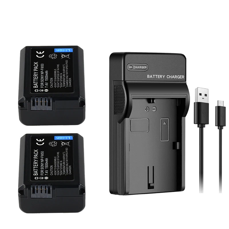 

1500mAh NP-FW50 NPFW50 Li-ion Battery+USB Charger For Sony A7 A7R A7RII A7II A7SII A7S A5000 A5100 A6000 A6100 A6300 A6400 A6500