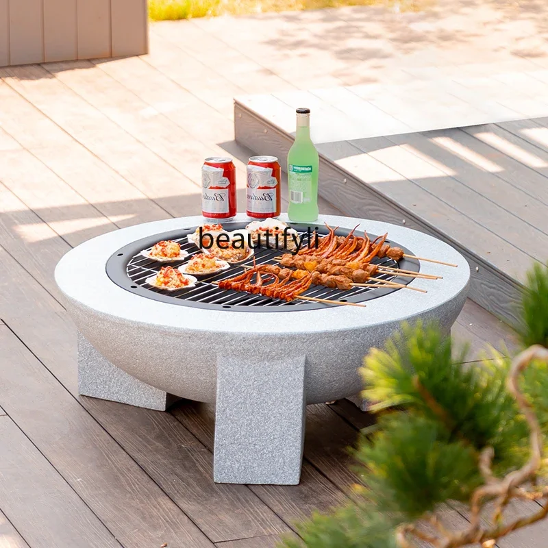 Barbecue table Outdoor courtyard heating stove Villa   barbecue Heating brazier rack Household commercial charcoal grill