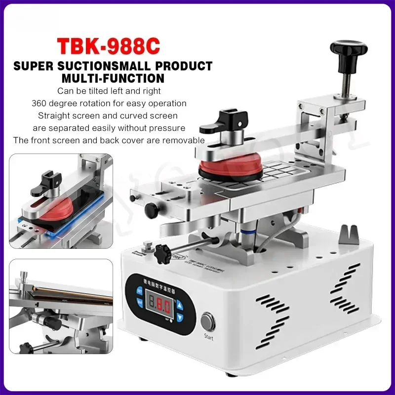 TBK 988C LCD Separator Machine Built in Double Large Vacuum Pump 360 Degree Rotation Plate for 7 Inches Below Phone Repair Tools