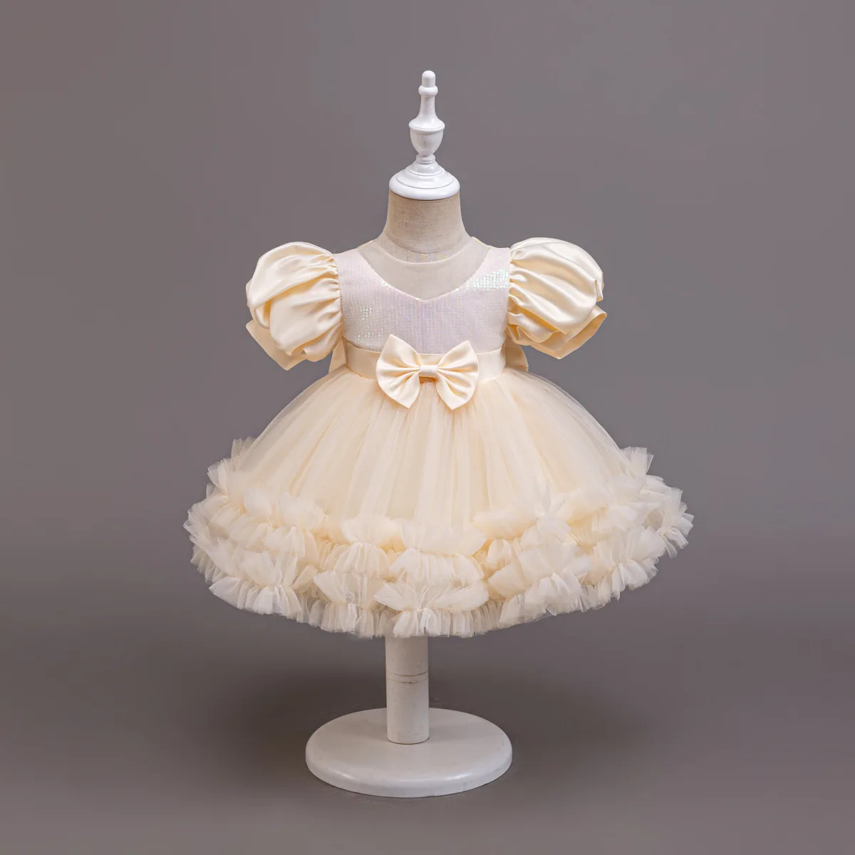 Girls' Flower Girl Dress – Princess Cut with Layered Tulle Skirt, Elegant Sleeveless Formal Gown for Weddings (2T–10Y)