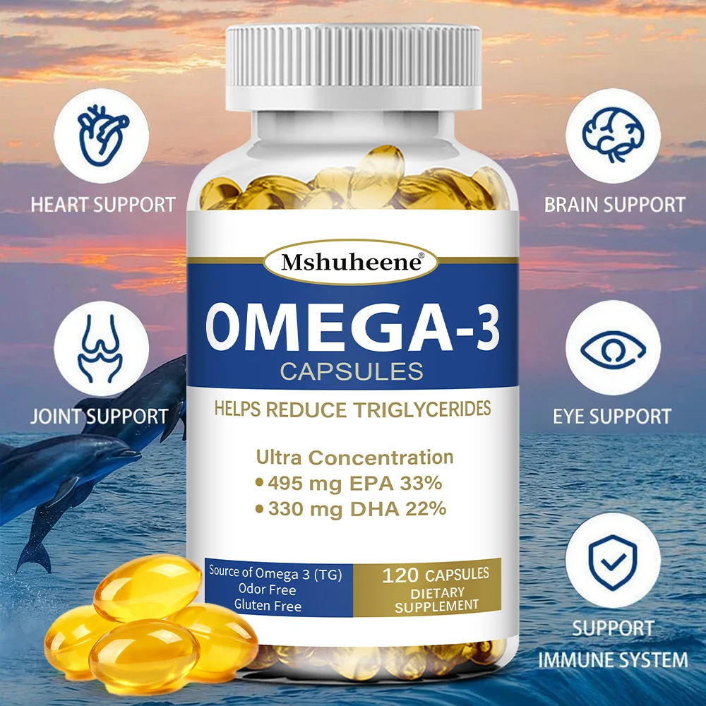 Triple Strength Omega 3 Fish Oil, EPA & DHA Rich, Heart Brain Eye Support, Skin Hair & Nervous System Health, High Absorption