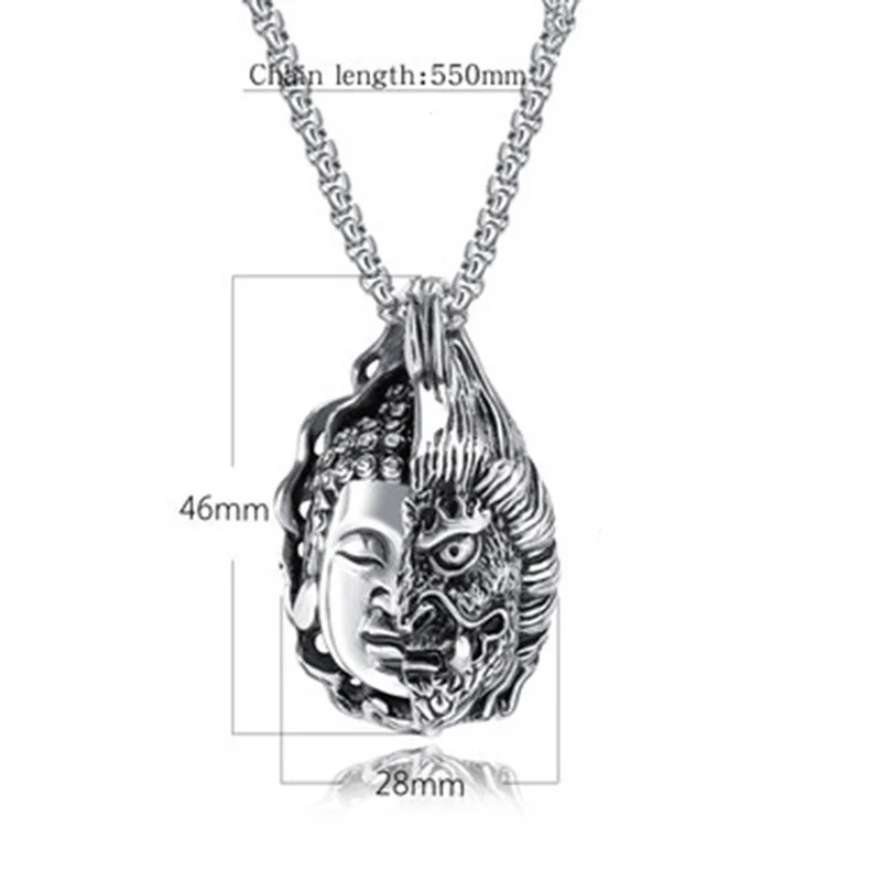 New Men Necklace Gothic Buddha Demon Pendant Collar 21 Inches Hiphop Rock Colar Cuban Chain Link Neck Necklace Boyfriend Gift view 3