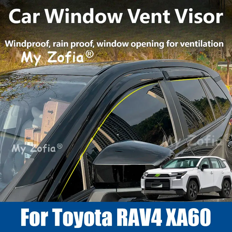 

For Toyota RAV4 XA60 2026 Car Styling Window Visor Sunn Rain Screen Shelter Weather Shield Cover Protector Decoration Accessorie