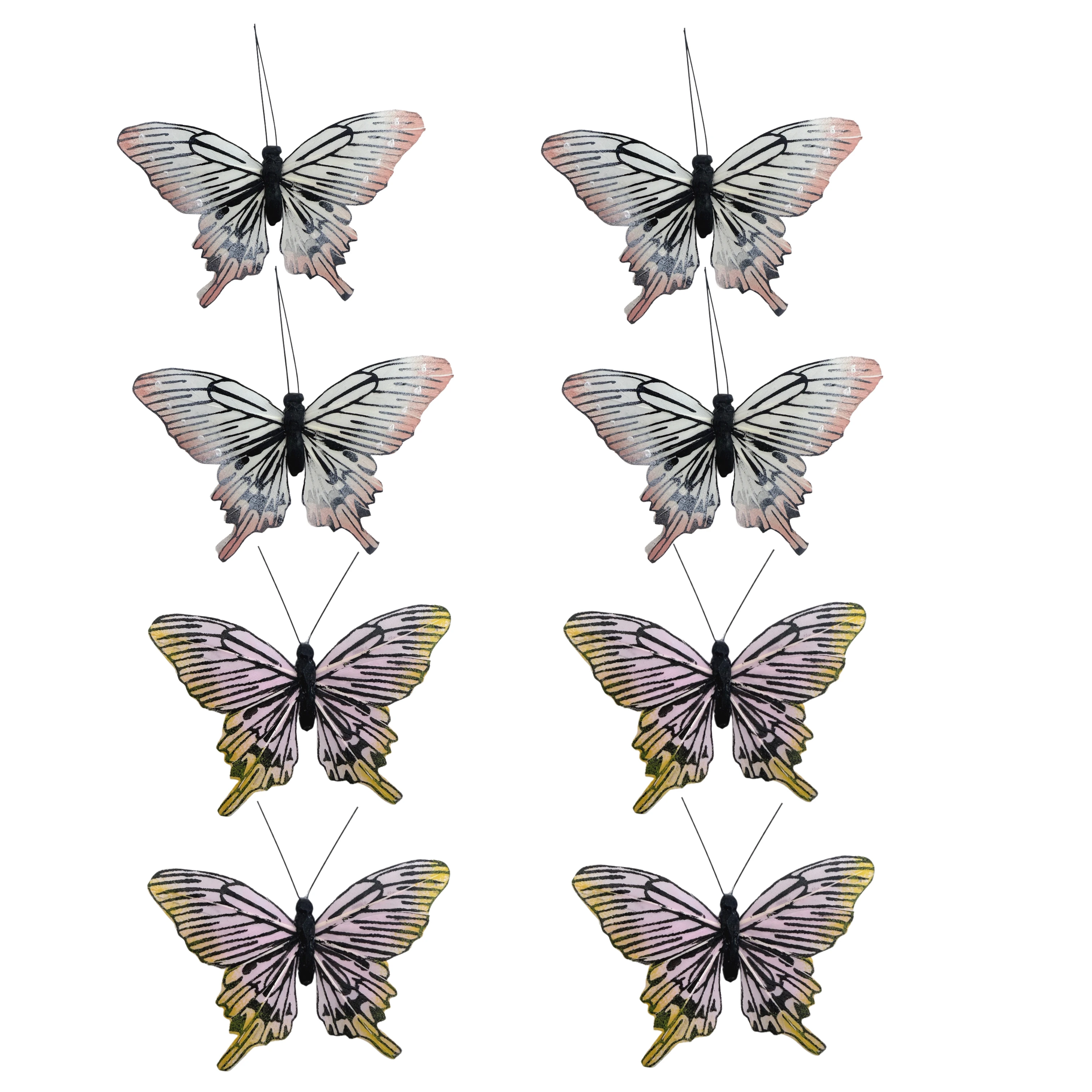 Artificial Feather Butterfly Hanging Ornament, Simulation Butterfly Crafts, Xmas Tree Wall Wedding Home Decor, 8‑Pack
