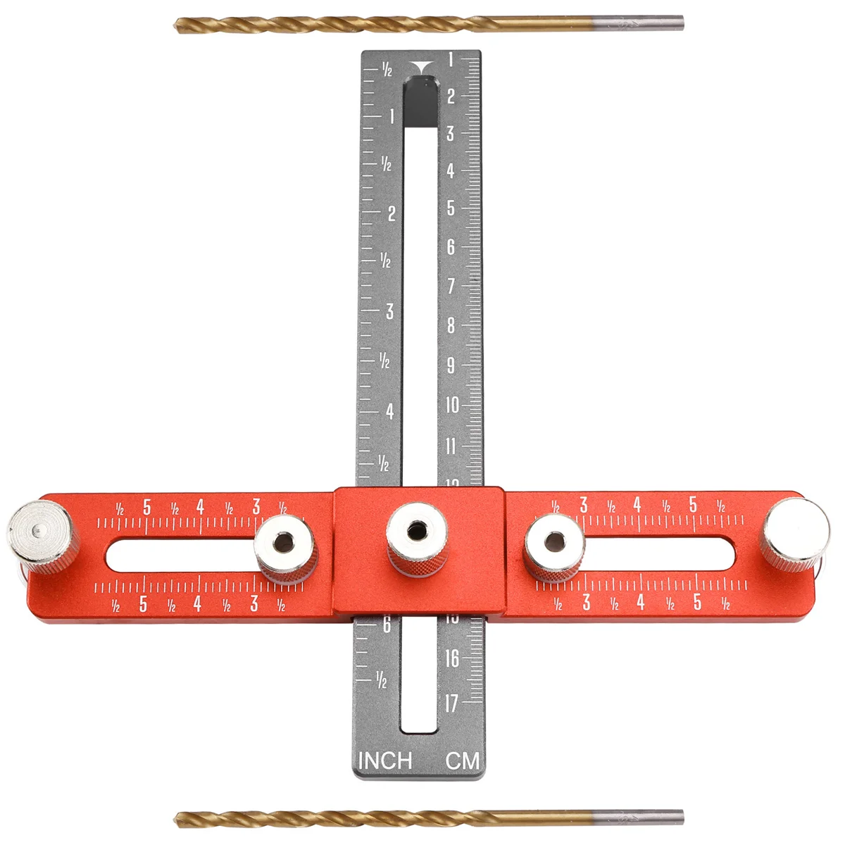 

ABNJ Handle Punching Positioner, Drawer Cabinet Door Handle Installation Aids Woodworking Hole Cutting Tool Orange + Gray