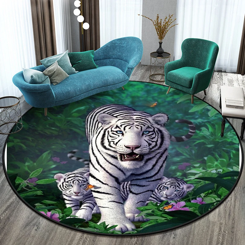 Tiger Round Carpet floor mat Living Room rug Prayer Mat Area Rug Children\'s  Decoration Gift Bathroom Floor  Home Decor