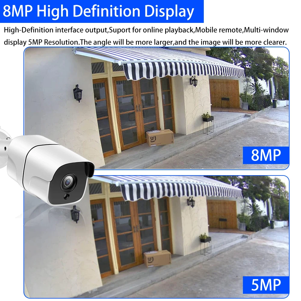 NINIVISION 4K 8MP 5MP Security POE IP Camera Smart AI Human Detect Night Vision Outdoor Audio Record IP Camera CCTV Surveillance