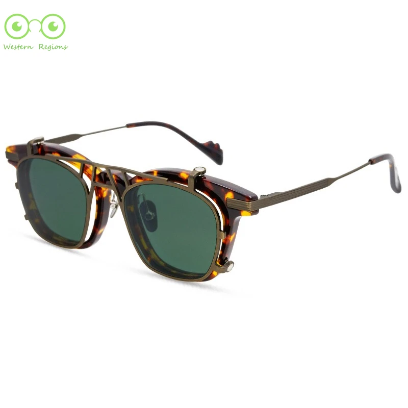 

Outdoor travel new trendy retro magnet clip male and female sunglasses UV400 high-quality board retro literary sunglasses