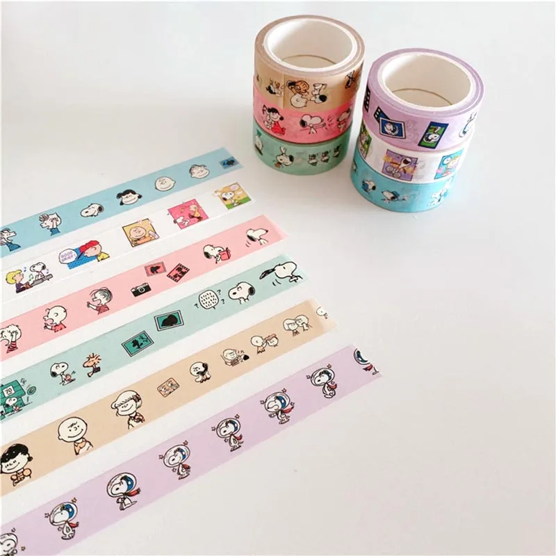 Imagem -02 - Kawaii Scrapbooking Adesivos Snoopy Cartoon Washi Tape Diário Faça Você Mesmo Adesivo de Vedação Decorativo Etiqueta de Álbum 24 Pcs por Lote