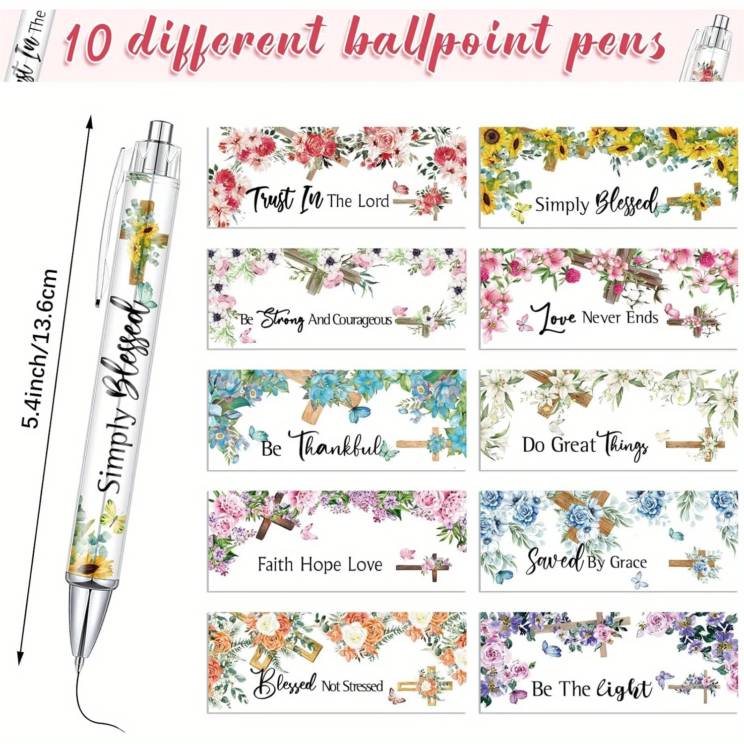 10/20/30 Pcs Christian Pens For Women Religious Ink Pens Inspirational Quotes Pens Bible Verse Ballpoint Pens Funny Office Pens
