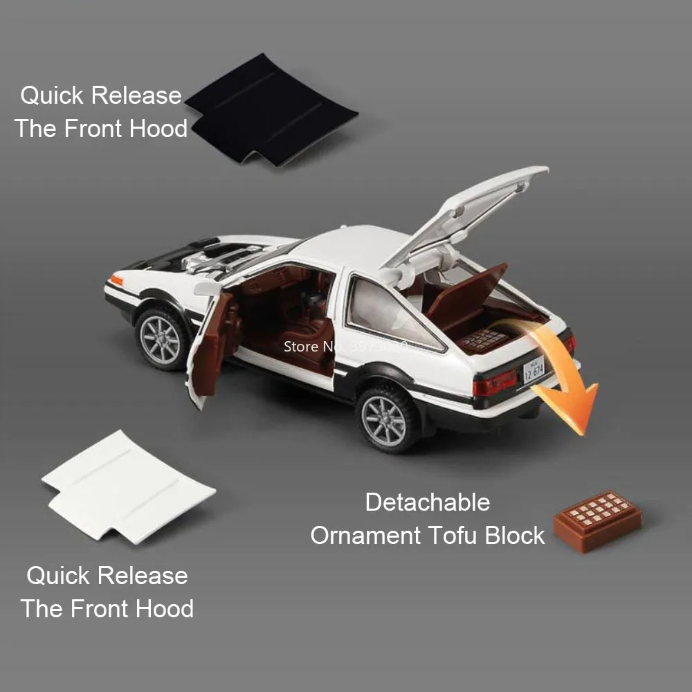 1:43 pagani zonda r toyota ae86 carros modelos de brinquedo liga diecast liberação rápida capô do motor modelo em miniatura para presentes de aniversário da criança