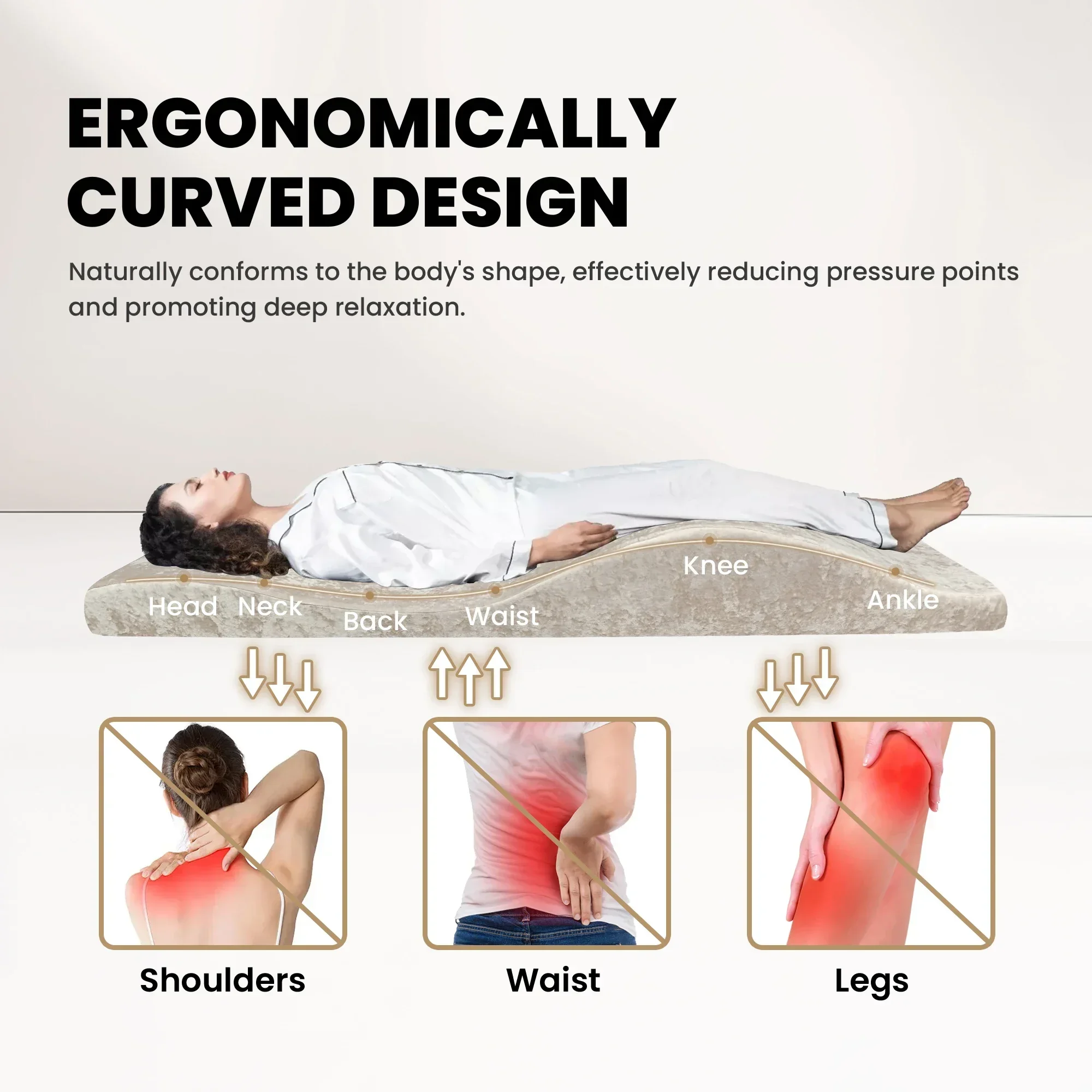 Curved Mattress Lash Bed Topper Matelas Table De Massage Premium Foam Velvet Beauty Salon Topper Wimpernbett, 180*70 CM