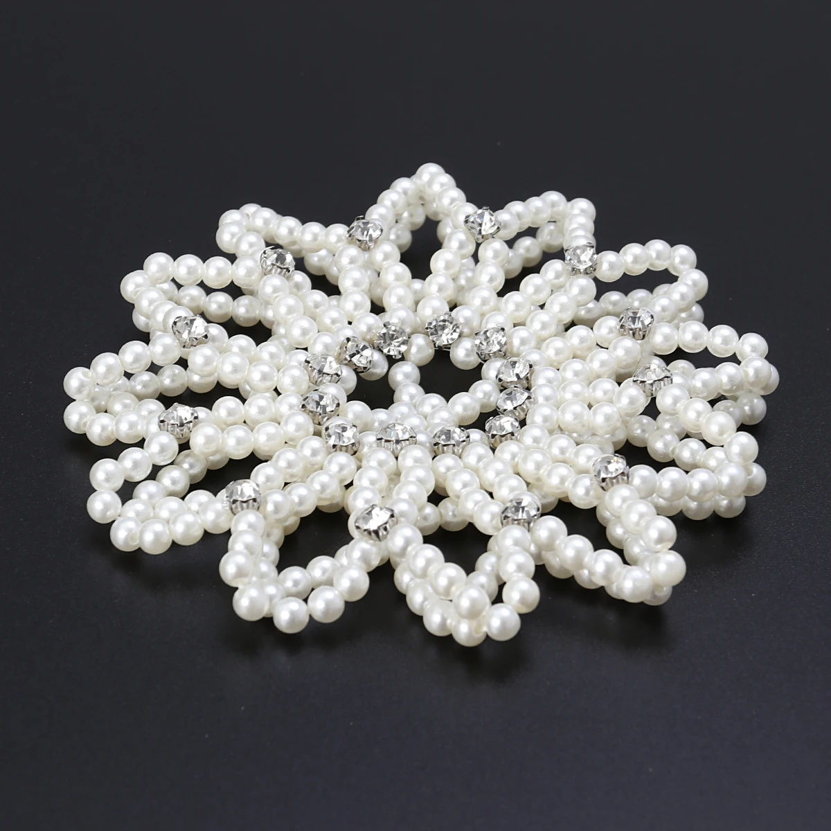 

Handmade Crochet Pearl Snood Elastic Hairnet Bun Hair Nets For Dance Party Gymnastics White Hair Accessories Hairdressing Tools