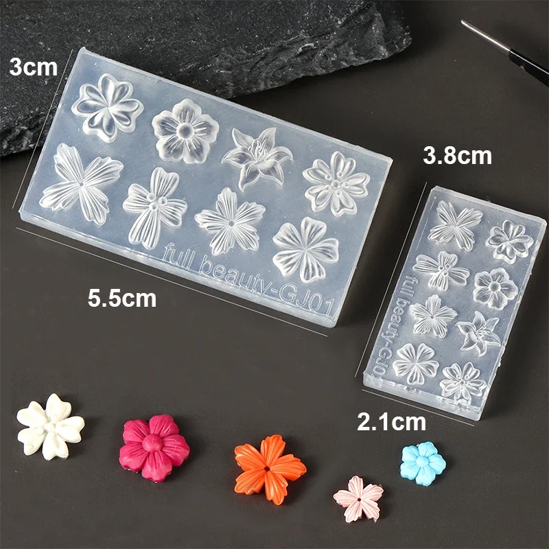 Forma silikonowa do paznokci w kształcie płatków kwiatów wiosennych, lilii i kwiatów wiśni, szablon do samodzielnego projektowania manicure, narzędzie do rzeźbienia i tworzenia wzorów na paznokciach.