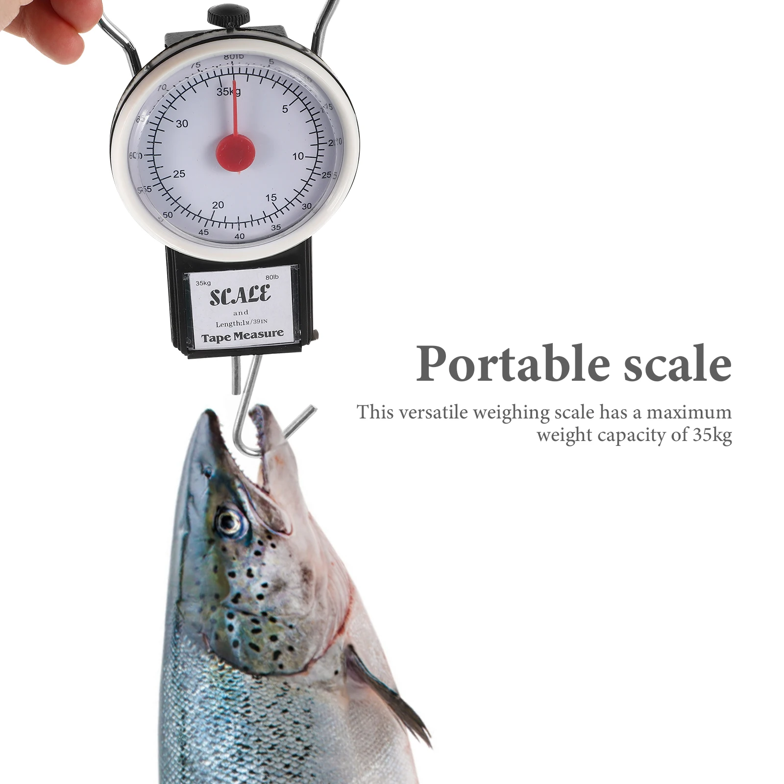 

Portable Luggage Scale 35KG Spring Weighing Scales Mini Plastic Iron Travel Suitcase Fishing Hanging Weight Measurement