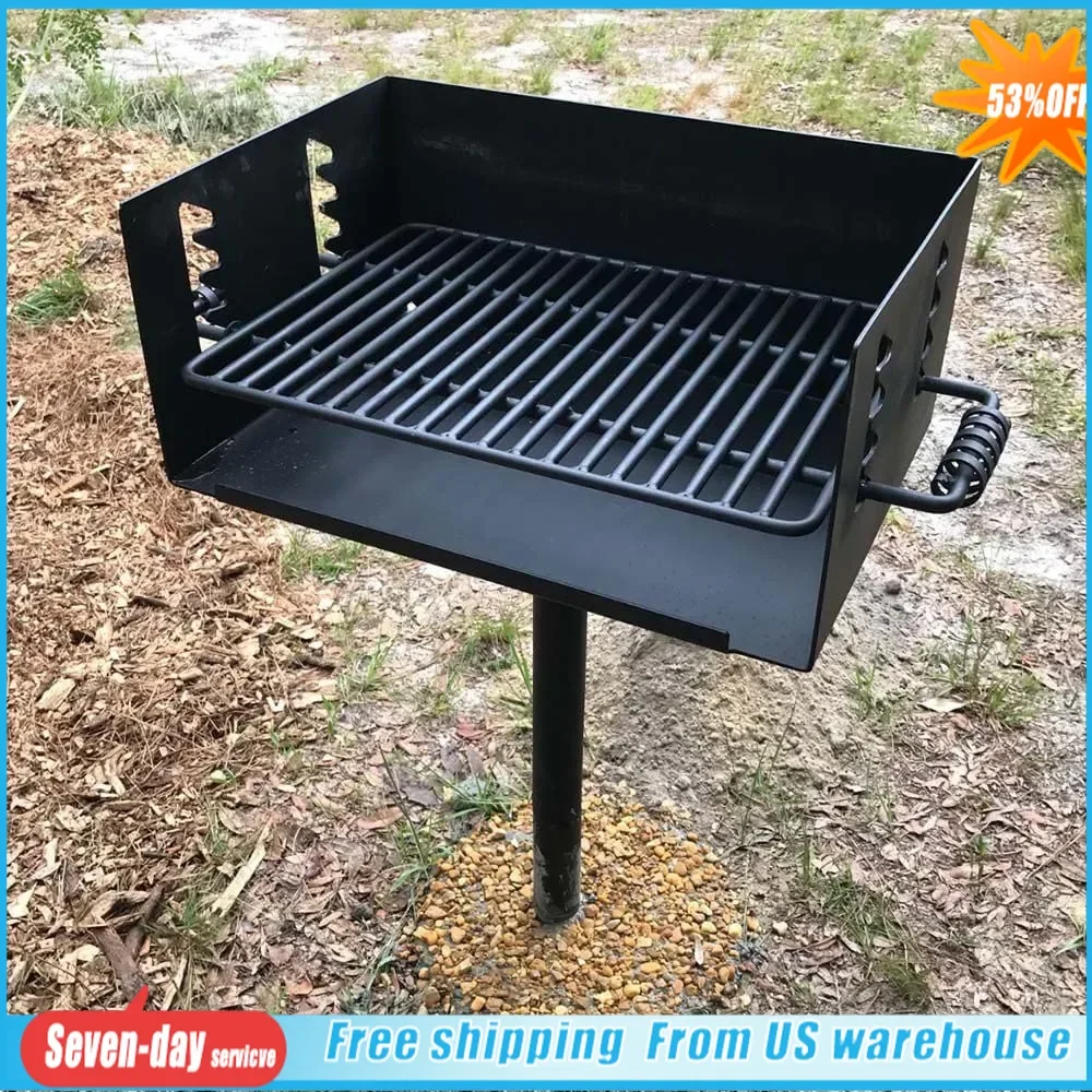 

Park-Style Grill, In Jumbo Charcoal Grill, Single Post Outdoor Cooking Backyard BBQ, Camp Grilling Barbecues, Charcoal Grills