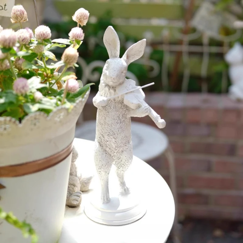 

Nordic resin rabbit statue ornaments,retro home decor animal sculptures,garden courtyard balcony decorations,gardening sundries