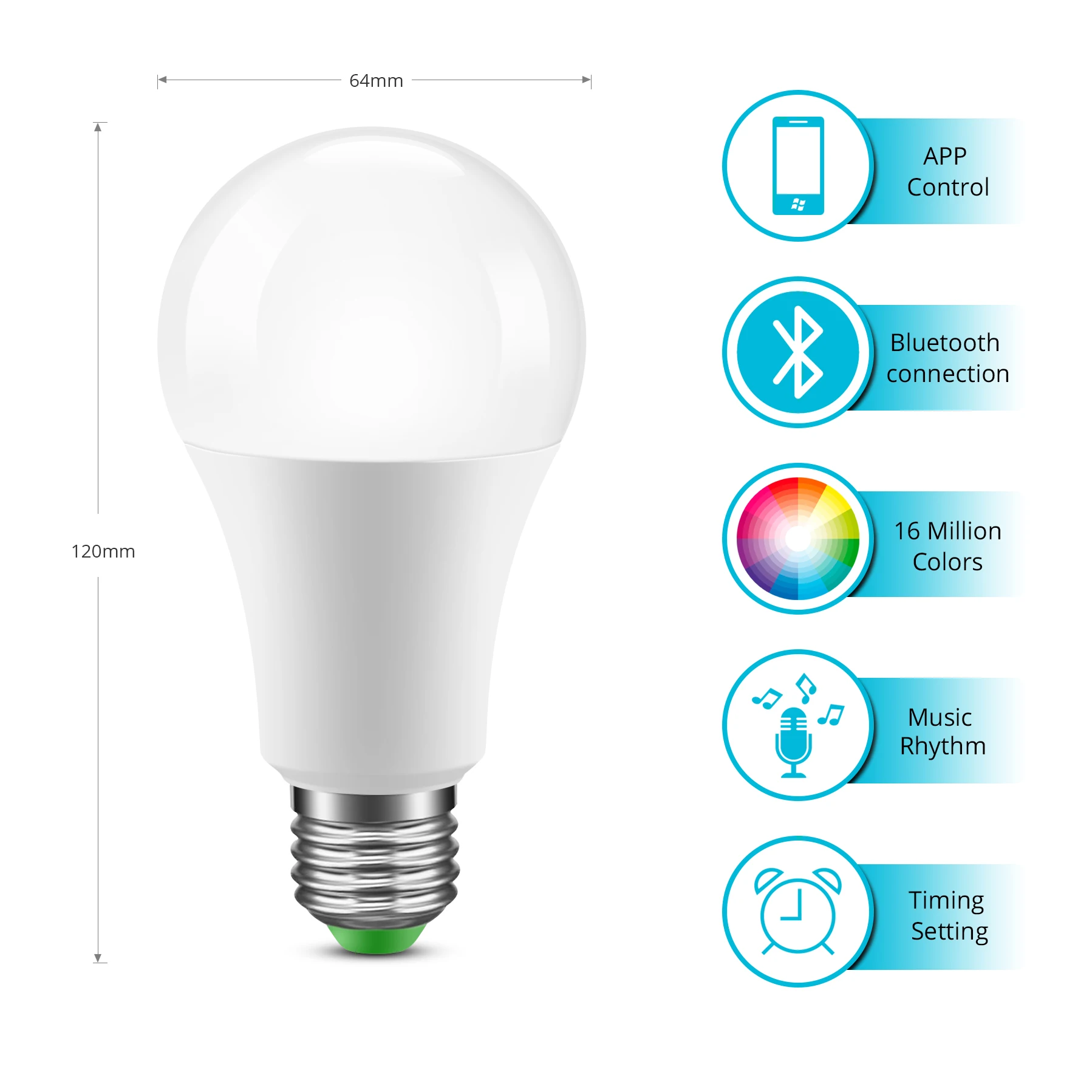 Tuya Bluetooth RGB RGBW RGBWW E27 LED Smart Light Bulb Work with Alexa Google Home for Bedroom Christmas Party Decoration
