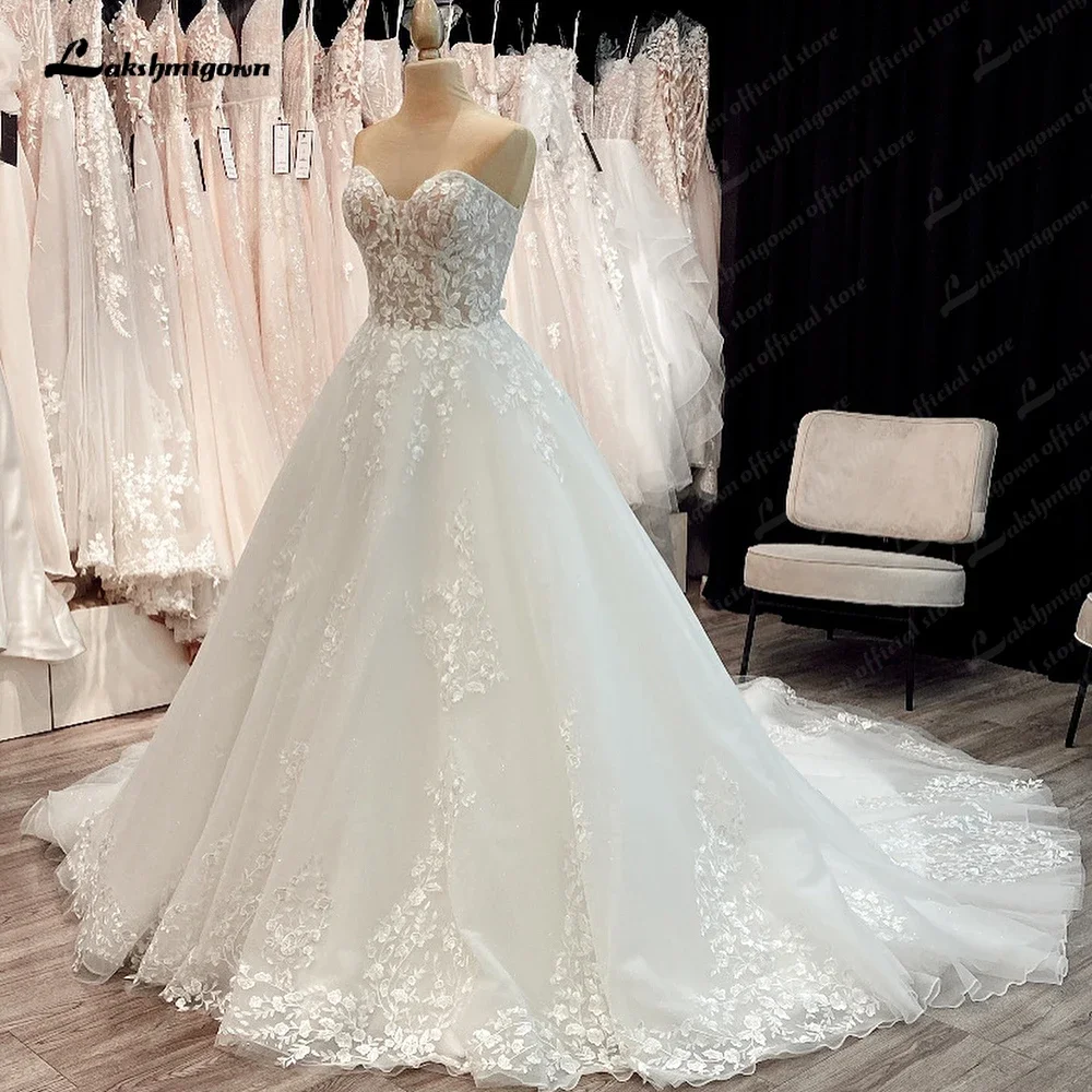

Lakshmigown Classic See Through Sweetheart Lace Up Wedding Dresses Ball Gowns Vestidos De Novia Plus Size Customized Dress