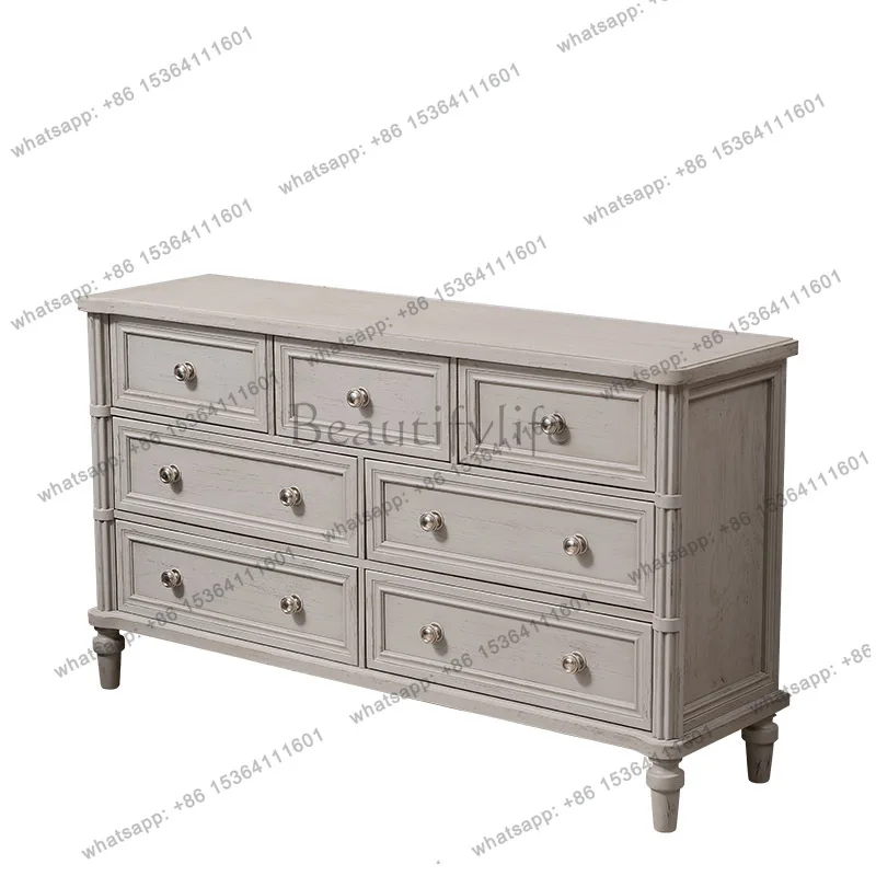 

American light luxury entrance cabinet, living room, solid wood decoration, foyer storage, multi-functional storage cabinet