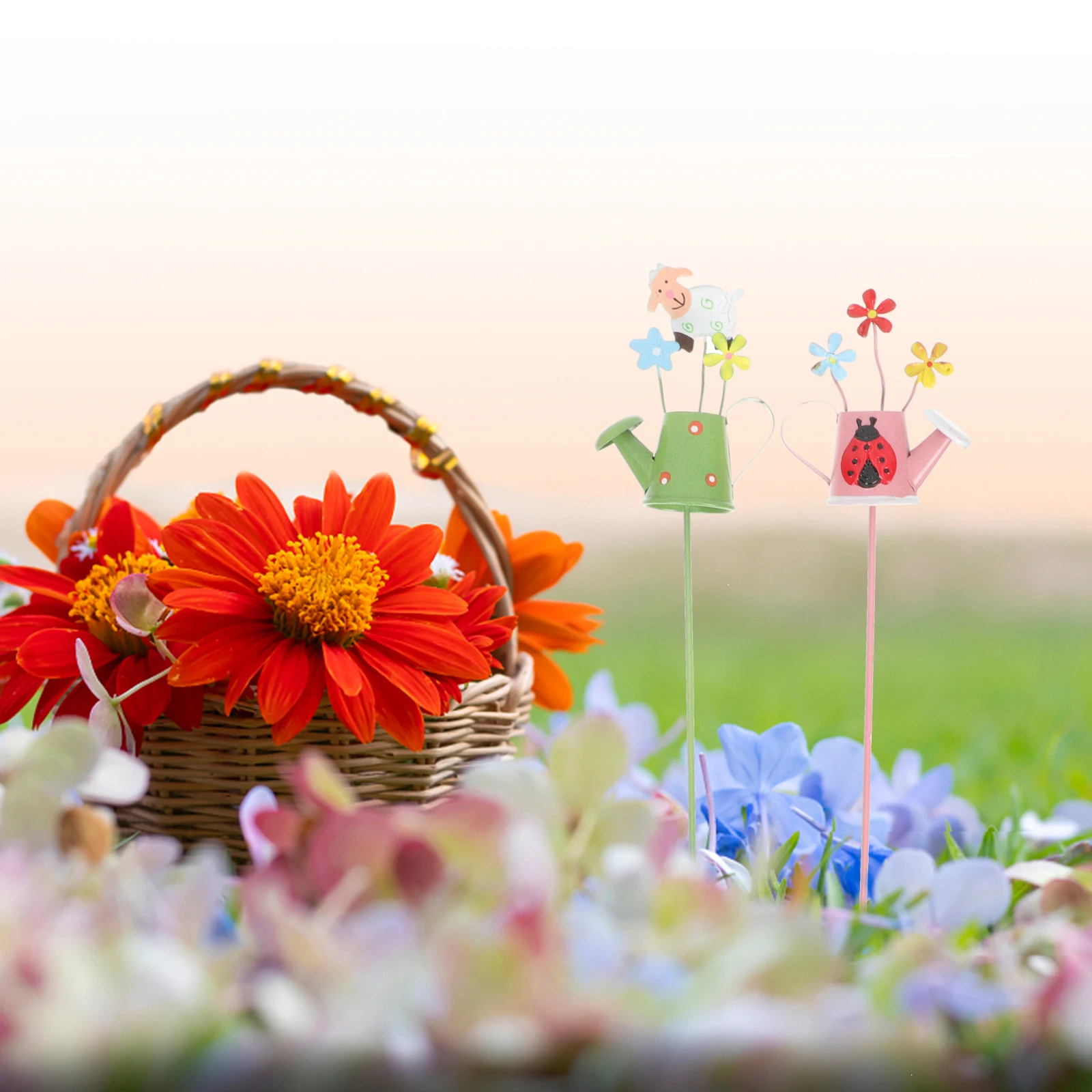 

5pcs Metal Potted Decoration Plant Support Stakes Decorative Garden Lawn Outdoor Plants Picks Flowers Premium Iron Durable