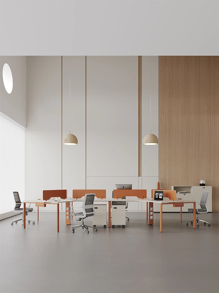 Special-shaped creative desk, simple staff seat 6 people, office booth 3 people, open office desk and chair combination