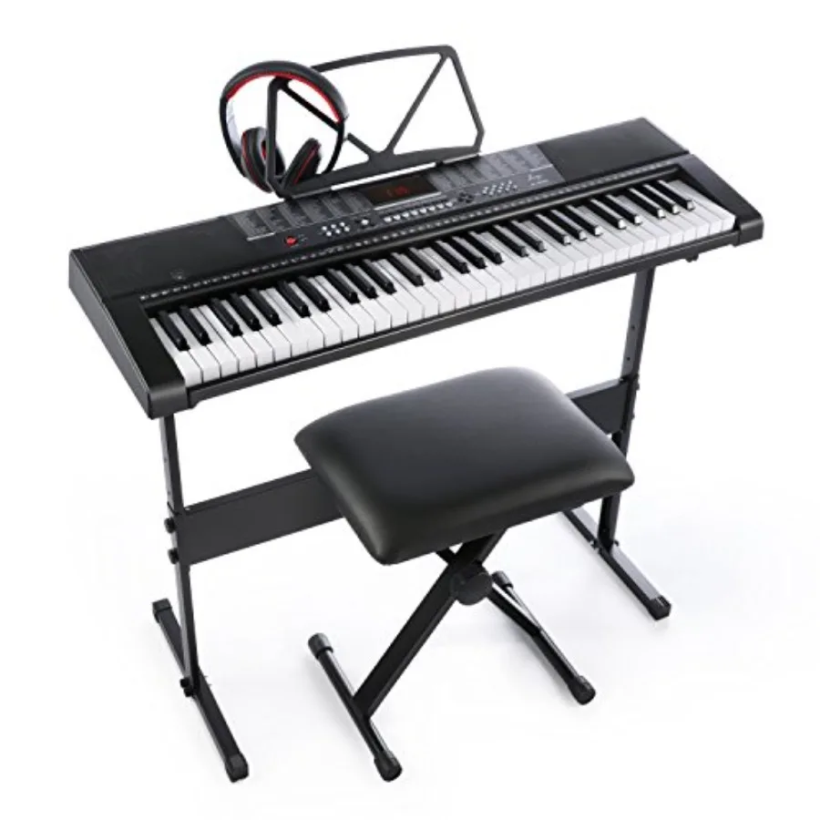 

61key Standard Keys Keyboard with USB Music Player, Including Headphone, Stand, Stool and Power Supply-The electronic keyboards