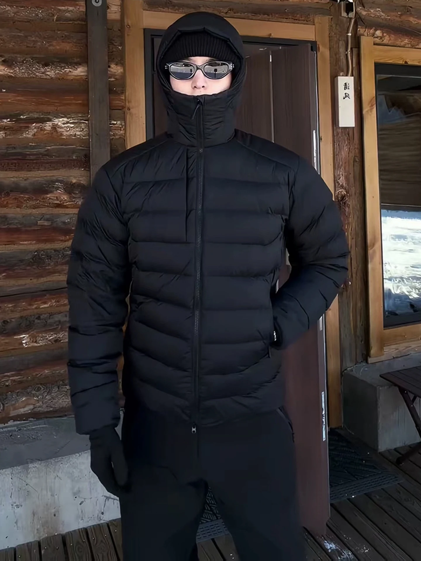 

Bla Lightweight Men's down Jaet Winter Warm Cold-resistant Hooded Cotton Inner Core Slim Fit Sport Sle ort Coat