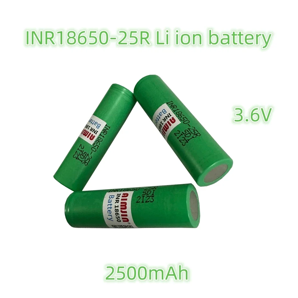 New 3.6V 2500mAh  10PCS 18650 Battery For Samsung INR 18650 25R Lithium Lon Battery Replacement External Battery