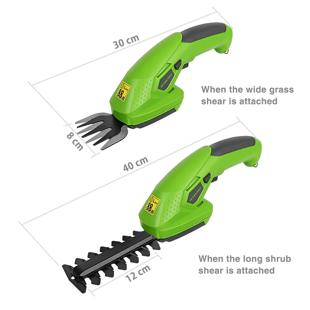 WORKPRO 3.6/7.2V 2 in 1 Electric Trimmer Lithium-ion Cordless Hedge Trimmer Rechargeable Garden Tools Hedge Trimmers for Grass