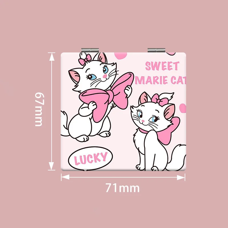 Cute Cartoon Disney Marie Cat Pink Portable Mirror Compact Convenient Fashionable Folding Mirror for Kawaii Girl