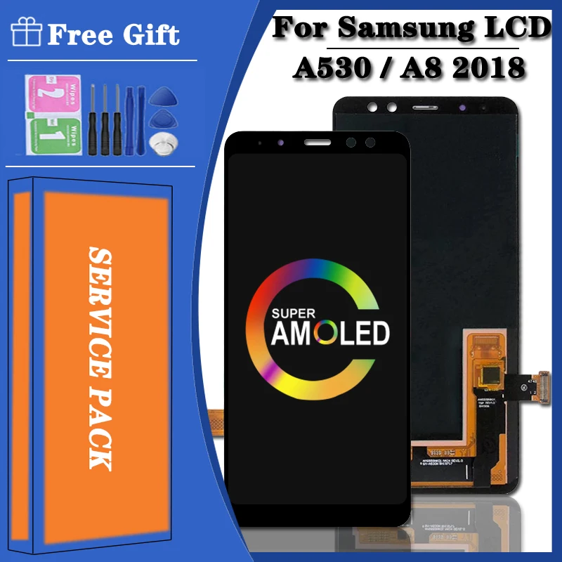 

5.6"Super Amoled For SAMSUNG A8 2018 A530 A530F LCD Display Touch Screen Digitizer Assembly A8 2018 Duos LCD A530F/DS