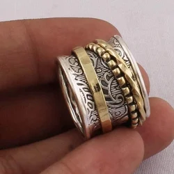 Vintage Antique Silver Meditation Statement Spinner Ring Jewelry