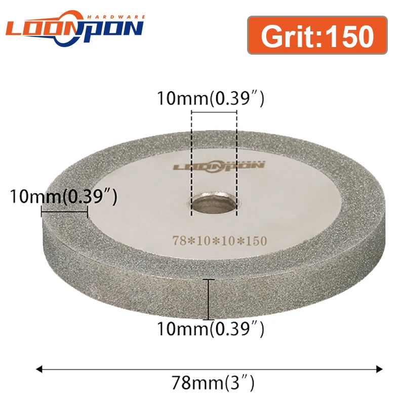 78x12.7mm 전기 도금 플랫 다이아몬드 그라인딩 휠 금속 밀링 숫돌, 그라인더 액세서리 두께 7/10mm150 그릿