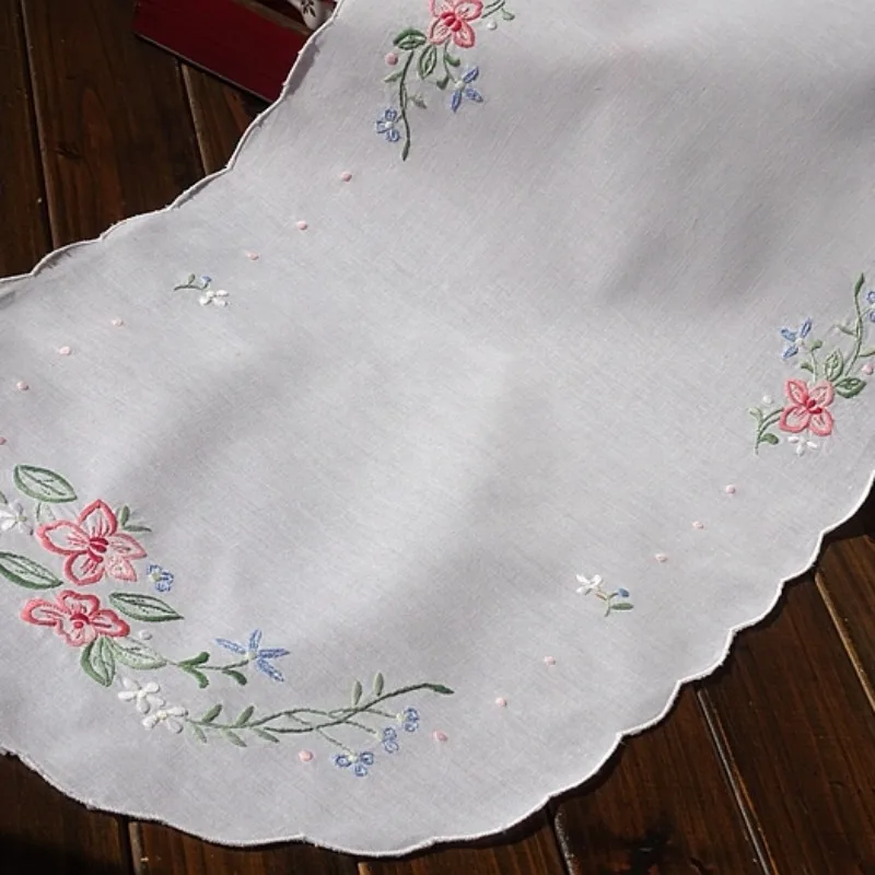 1 قطعة/2 قطعة الأمريكية الرجعية القطن الخالص المطرزة يدويا غطاء الزخرفية متعددة الوظائف حصيرة الطازجة الأميرة نمط 35X85CM #4