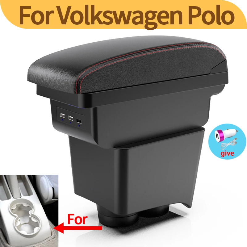 For Volkswagen Polo Car Armrest Box For VW POLO Mk5 6R Vento 2002-2009 Storage Box Car Accessories Simple installation