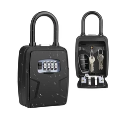 Wheel Password Key Lock Box Wall Mount 4 Digit Passwords Lock Keys Storage Box Hanging Home Office Strong Key Safe Box