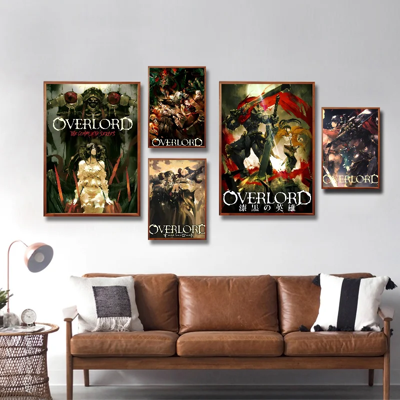 O-Overlord Anime Poster Self-adhesive Art Waterproof Paper Sticker Coffee House Bar Room Wall