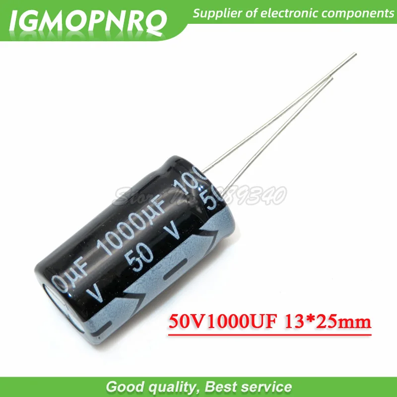 10PCS 50V1000UF 13*25mm 1000UF 50V 13*25 Aluminum electrolytic capacitor