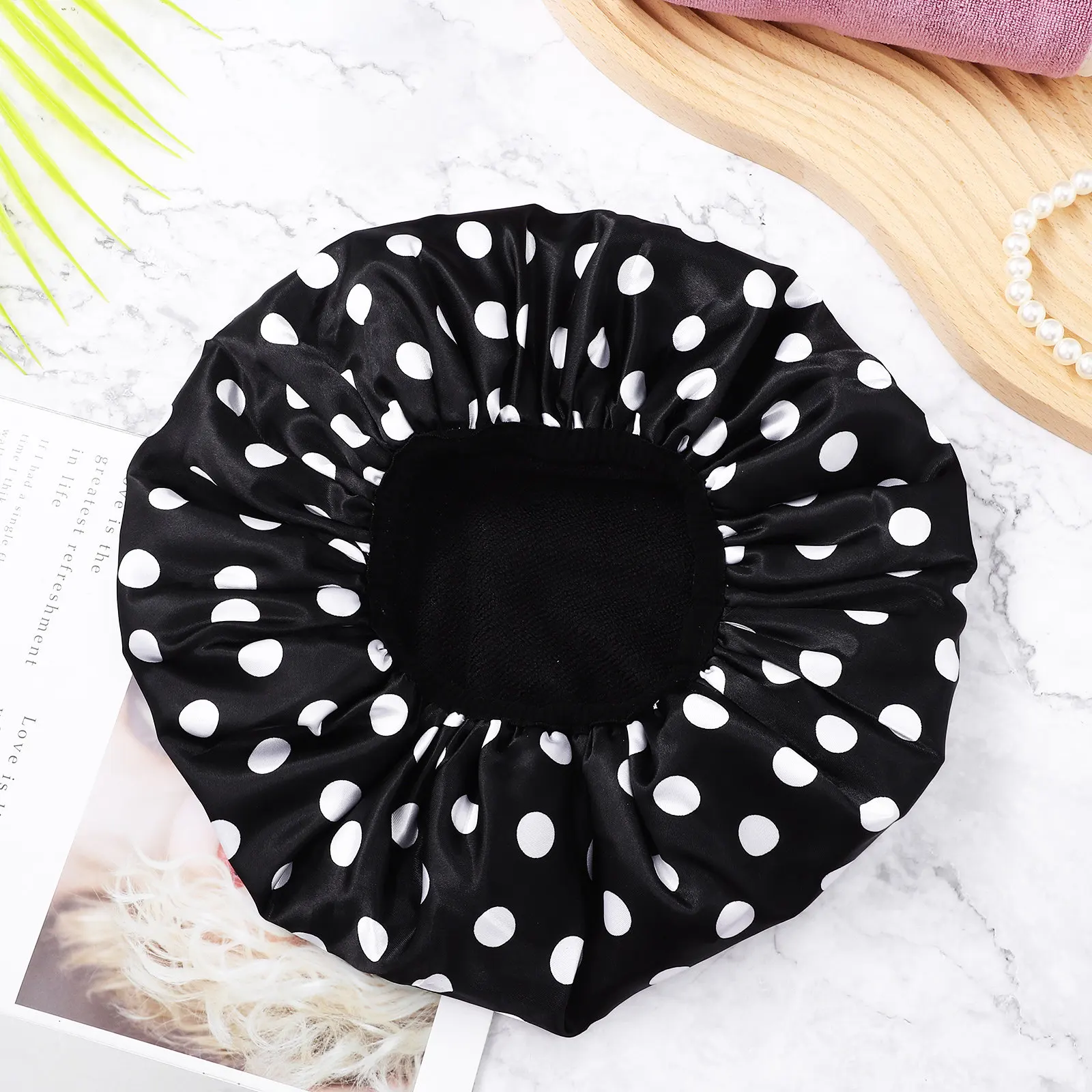 Shower Cap Hat Hair Women Bath Sauna Elastic Halloween Christmas Bath Cap Shower Caps Satin Shower Caps Bathing Cap 2PCS