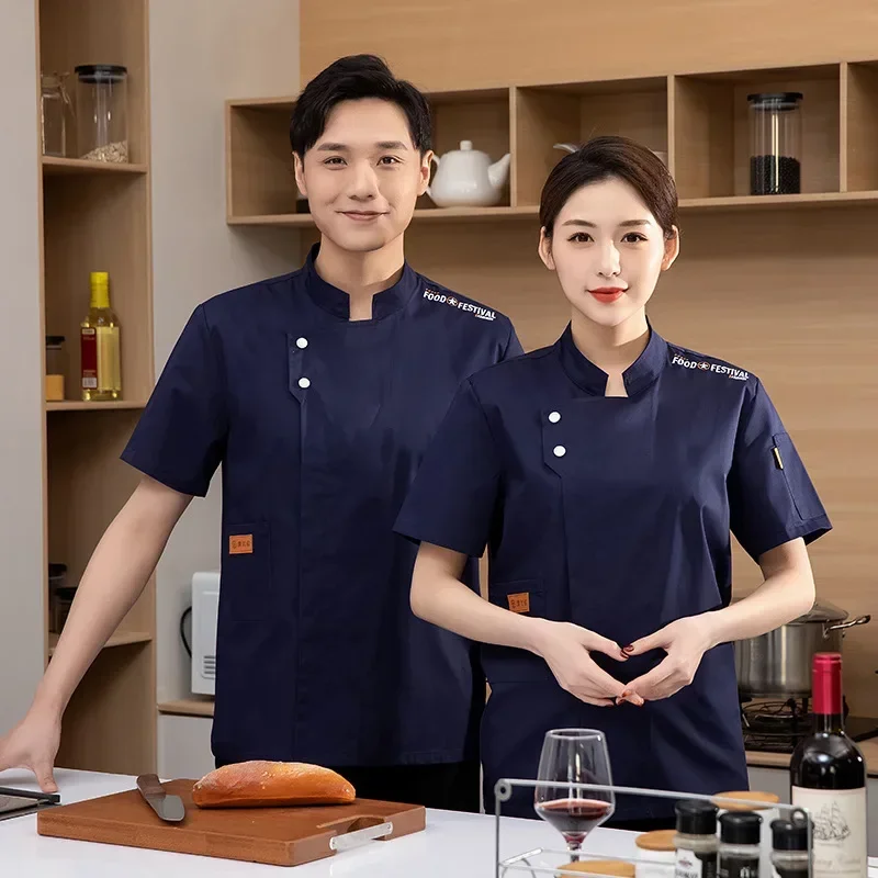 Unissex cozinha hotel chef uniforme padaria serviço de alimentos cozinhar cantina chef uniforme cozinhar casaco respirável pastelaria padeiro trabalho wear