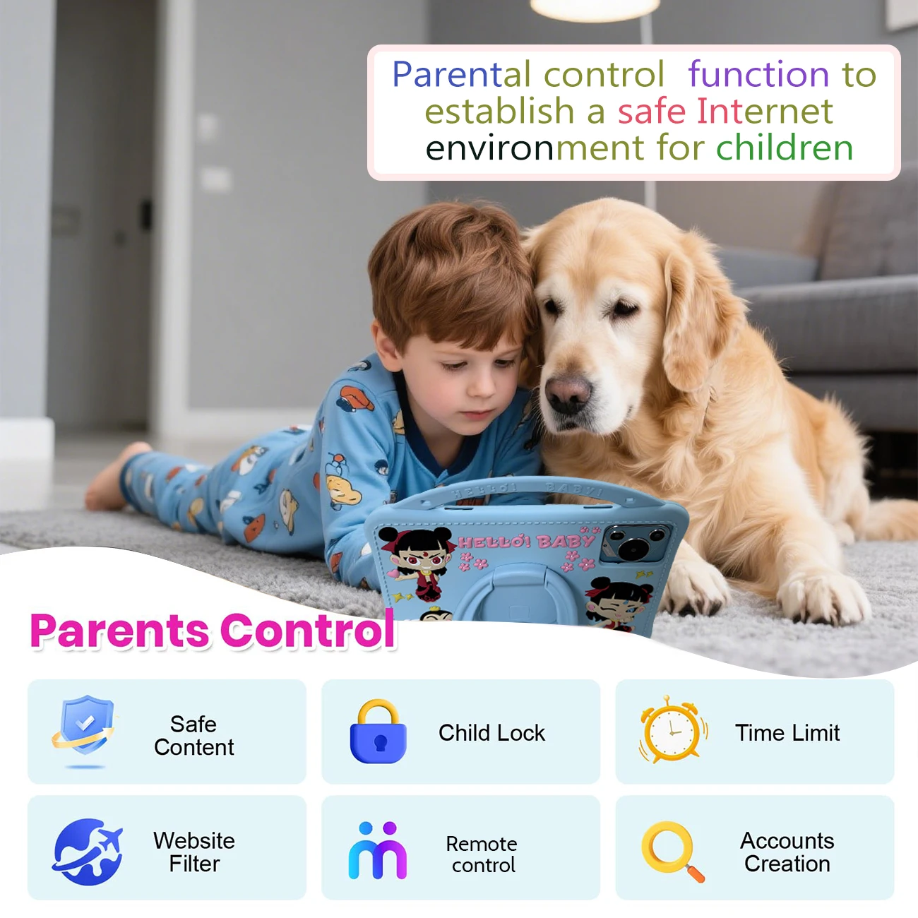 แท็บเล็ตสําหรับเด็ก 10.1 , Android, ความละเอียดสูง, กล้องคู่, รองรับการเชื่อมต่อไร้สาย, การควบคุมโดยผู้ปกครอง, หลายภาษา