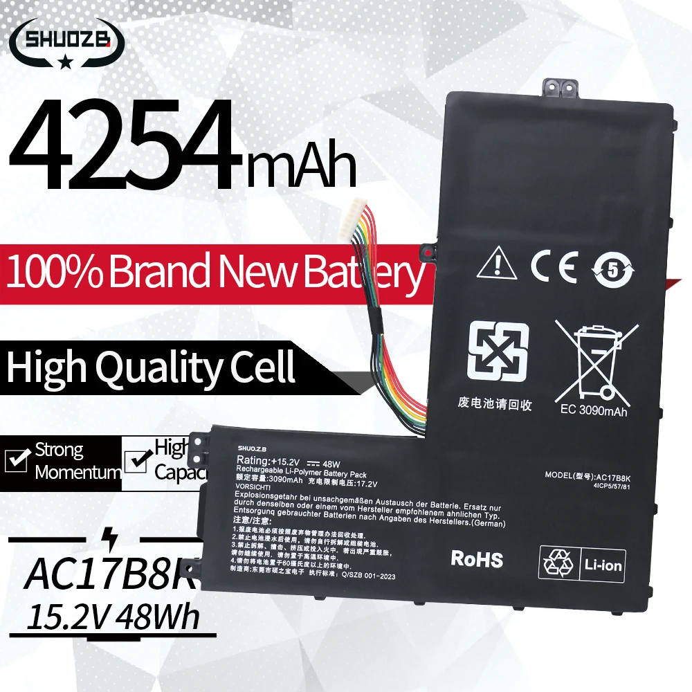 

New AC17B8K 4ICP5/57/81 Laptop Battery For Acer Swift 3 SF315-52 SF315-52G SF315-52G-531A 52G-54AU 8376 52G-83WQ 51HV 15.2V 48Wh