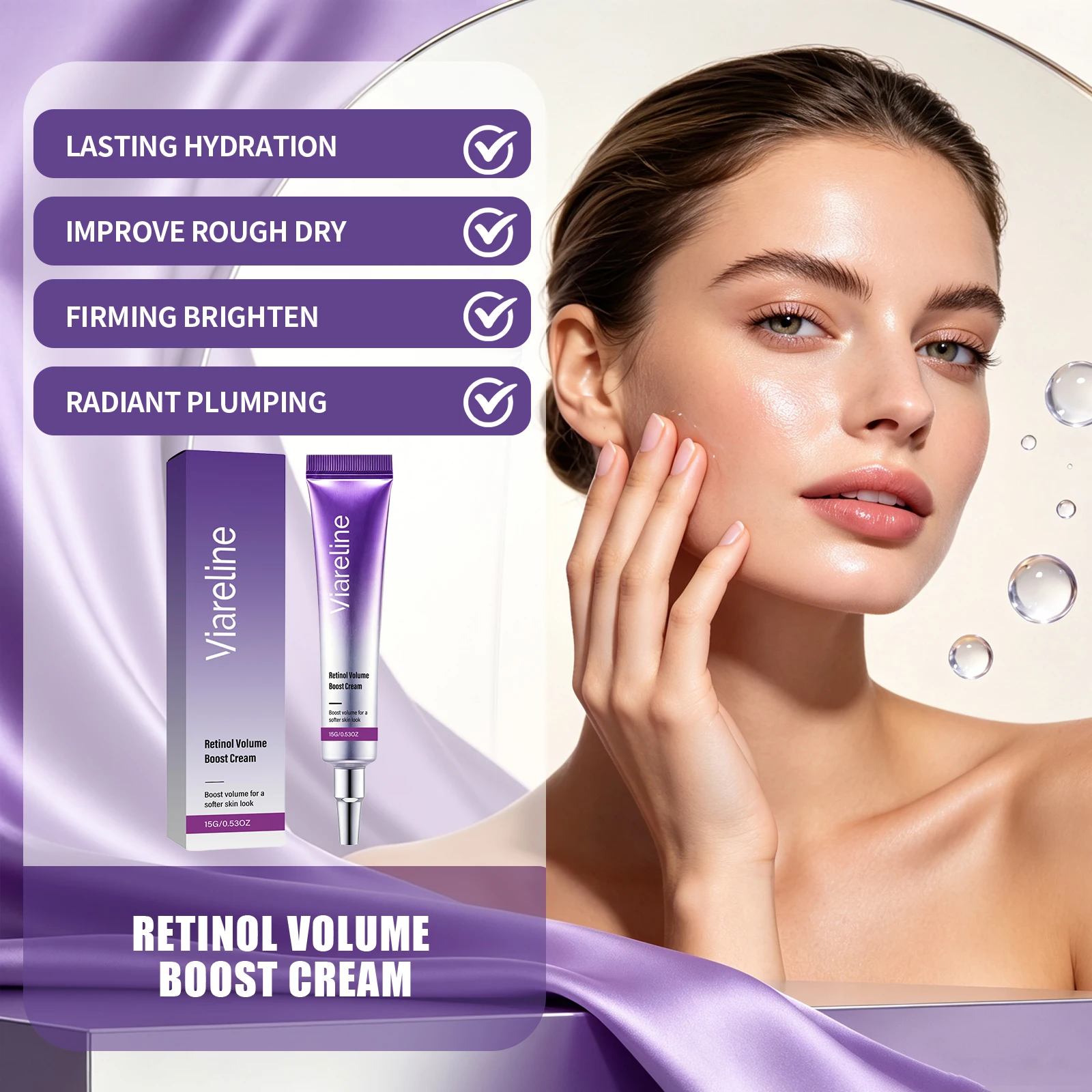 Retinol Volume Boost Facial Cream Daily Skincare Lift Sagging Texture Enhance Skin Suppleness Face Dermal Plumping Essence Cream