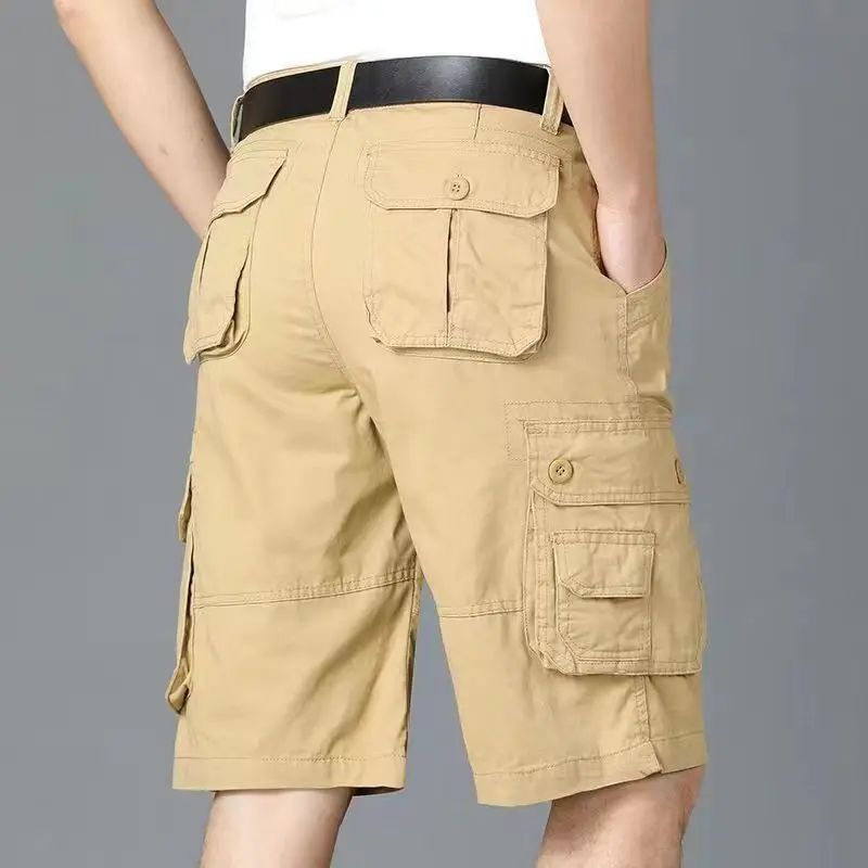 Men's Cargo Shorts Casual Cotton Loose Multi Pockets Summer Military Outdoor Tactical Work Breeches Bermuda Shorts Masculino