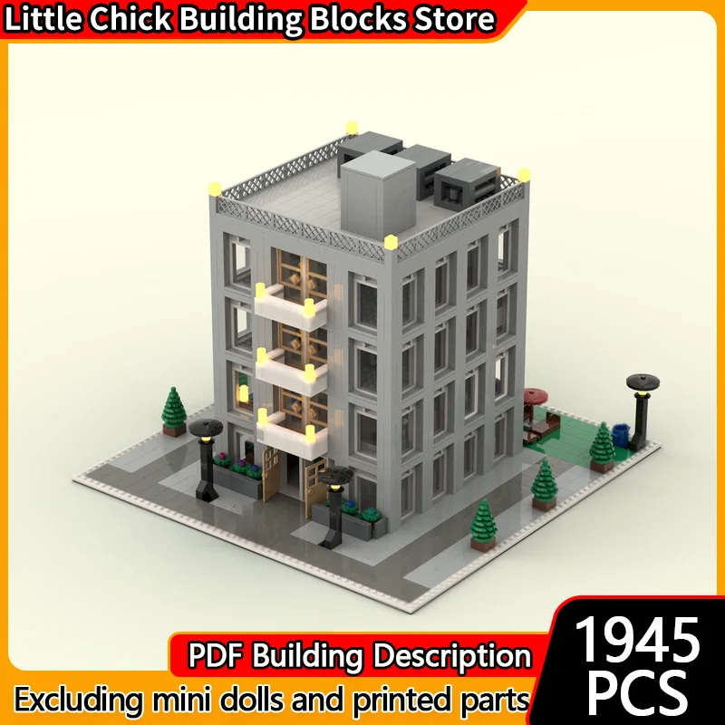 

Модель City Street View MOC, строительные кирпичи, городские небоскребы, модульные технологии, подарки, праздник, сборка, детские игрушки, костюм