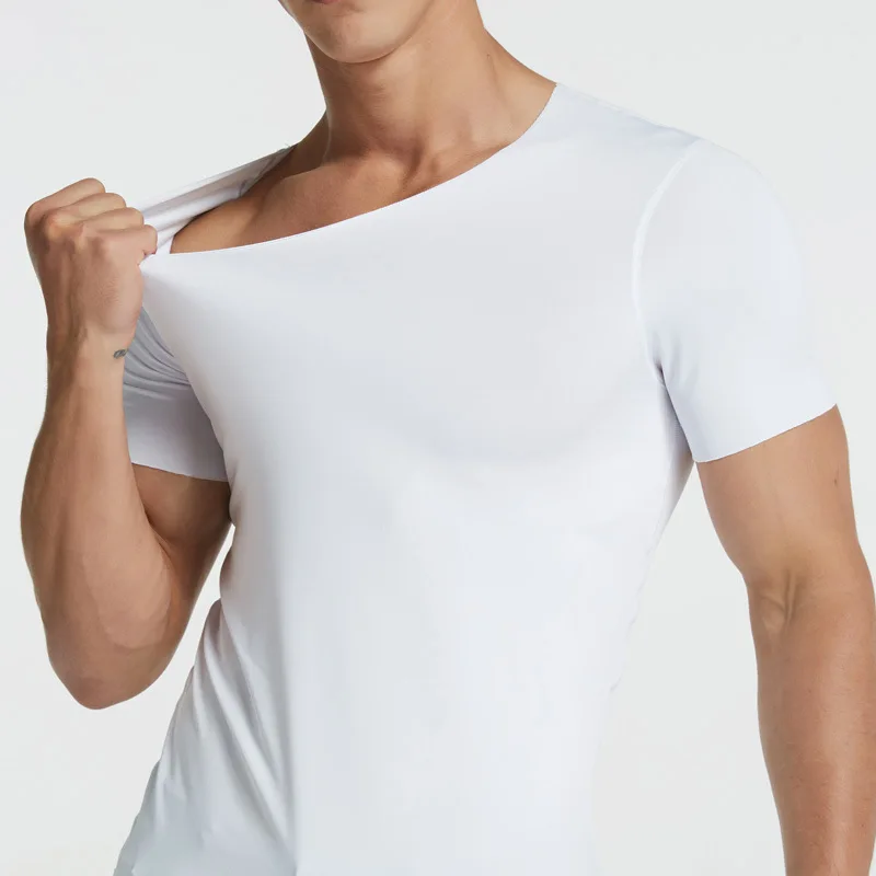 4Pcs Men half sleeved T-shirt seamless ice silk cool summer men's sportswear slim fit comfortable Quick Dry Shirt Tops Pajama