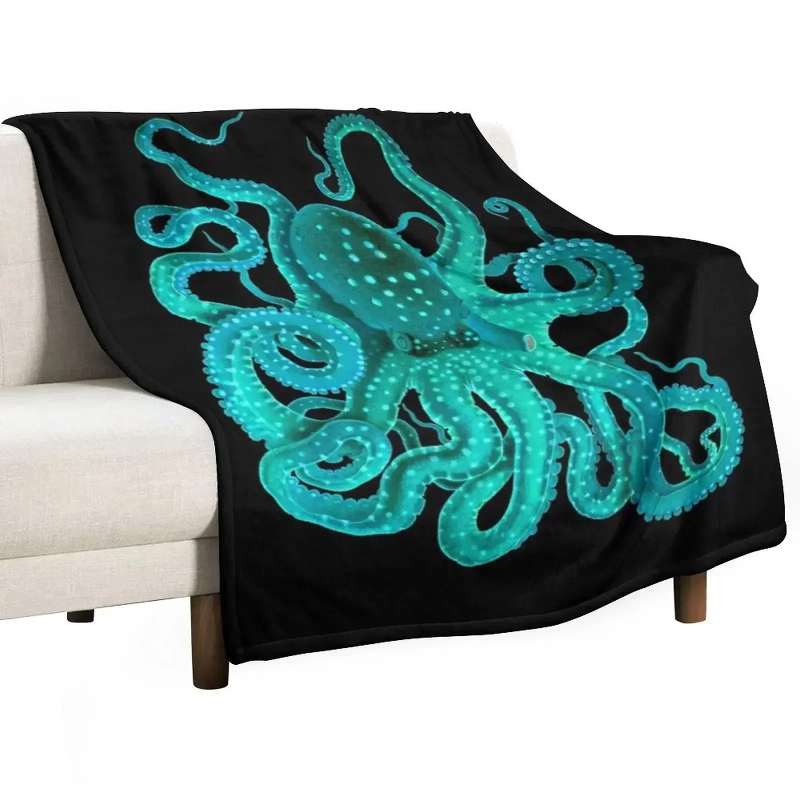 

Turquoise Octopus Too Throw Blanket Nap Thermal Soft Plush Plaid Blankets